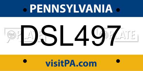 DSL497 Pennsylvania License Plate
