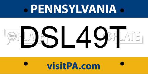 DSL49T Pennsylvania License Plate