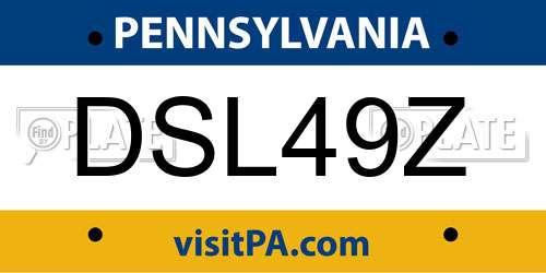 DSL49Z Pennsylvania License Plate