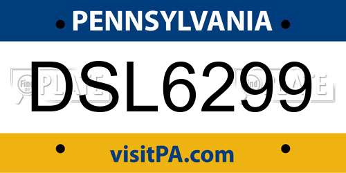 DSL6299 Pennsylvania License Plate