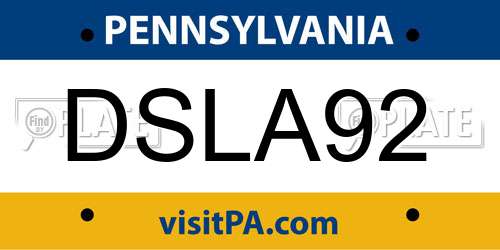 DSLA92 Pennsylvania License Plate
