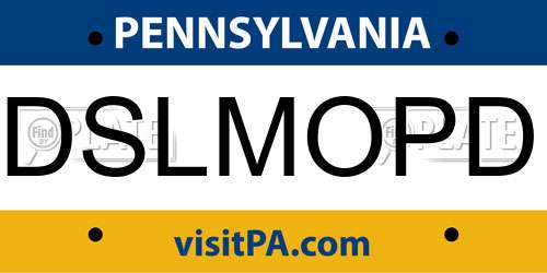 DSLMOPD Pennsylvania License Plate