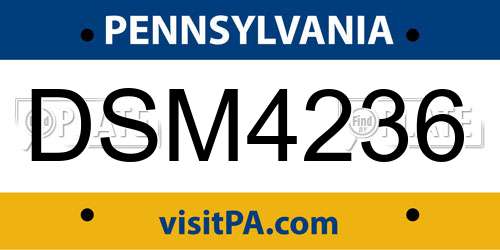 DSM4236 Pennsylvania License Plate