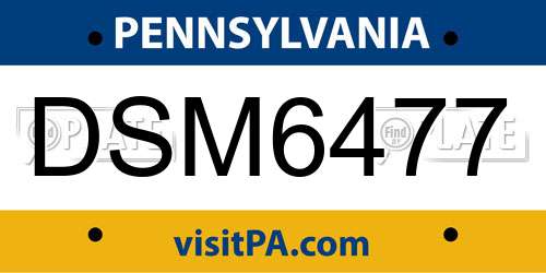 DSM6477 Pennsylvania License Plate
