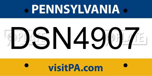 DSN4907 Pennsylvania License Plate