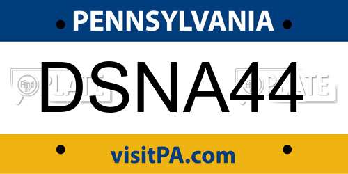 DSNA44 Pennsylvania License Plate