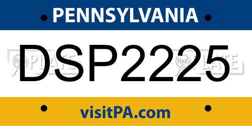 DSP2225 Pennsylvania License Plate