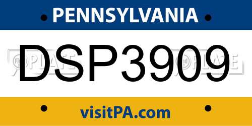 DSP3909 Pennsylvania License Plate