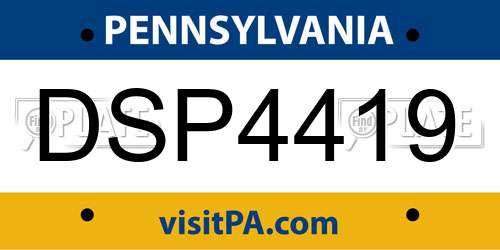 DSP4419 Pennsylvania License Plate