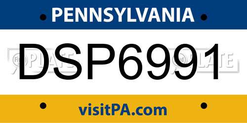 DSP6991 Pennsylvania License Plate