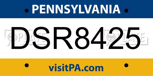 DSR8425 Pennsylvania License Plate
