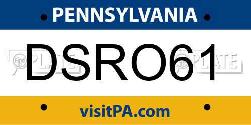 DSRO61 Pennsylvania License Plate