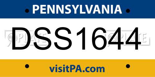 DSS1644 Pennsylvania License Plate