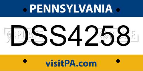 DSS4258 Pennsylvania License Plate
