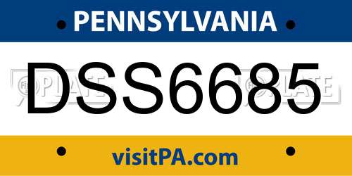 DSS6685 Pennsylvania License Plate