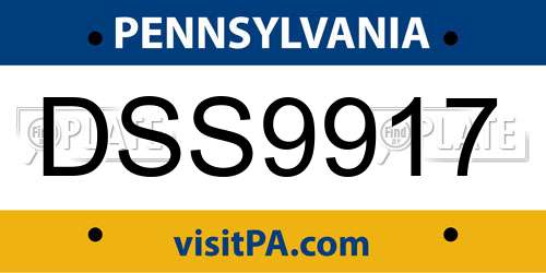 DSS9917 Pennsylvania License Plate