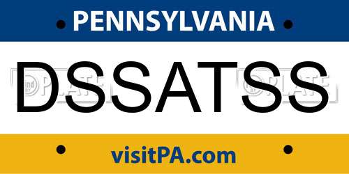 DSSATSS Pennsylvania License Plate