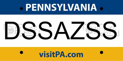 DSSAZSS Pennsylvania License Plate