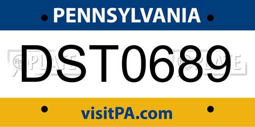 DST0689 Pennsylvania License Plate