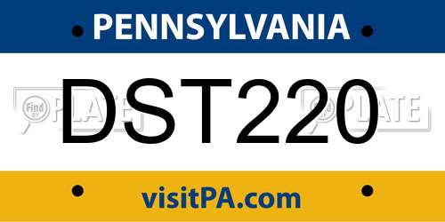 DST220 Pennsylvania License Plate