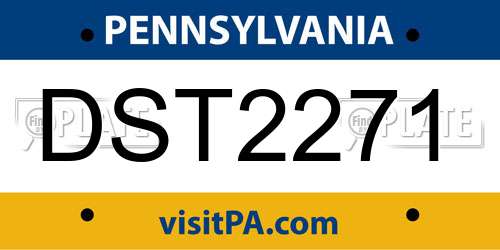 DST2271 Pennsylvania License Plate