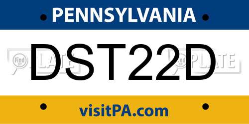 DST22D Pennsylvania License Plate