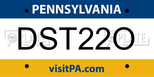 DST22O Pennsylvania License Plate