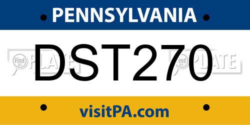 DST270 Pennsylvania License Plate