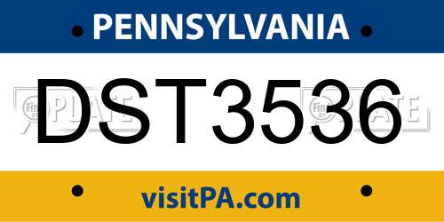 DST3536 Pennsylvania License Plate