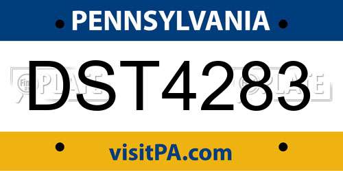 DST4283 Pennsylvania License Plate