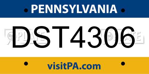 DST4306 Pennsylvania License Plate