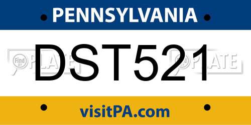 DST521 Pennsylvania License Plate