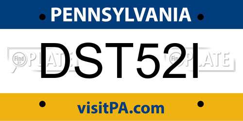 DST52I Pennsylvania License Plate