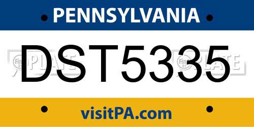 DST5335 Pennsylvania License Plate