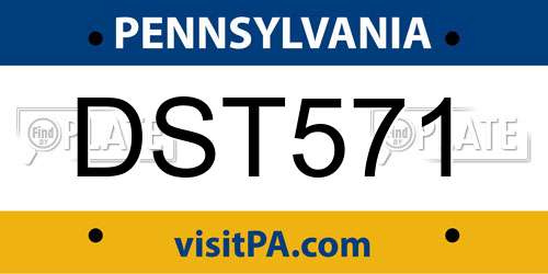 DST571 Pennsylvania License Plate