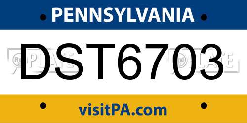 DST6703 Pennsylvania License Plate