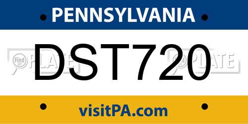 DST720 Pennsylvania License Plate