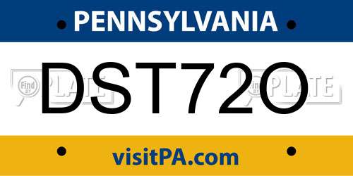DST72O Pennsylvania License Plate