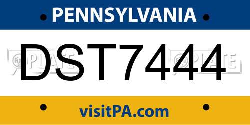 DST7444 Pennsylvania License Plate