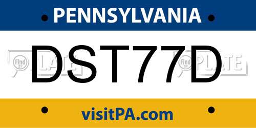 DST77D Pennsylvania License Plate