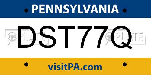 DST77Q Pennsylvania License Plate