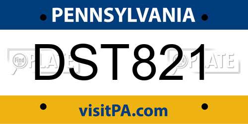 DST821 Pennsylvania License Plate