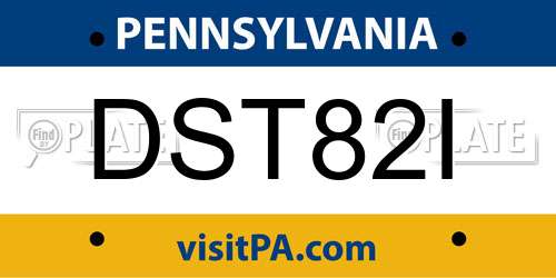 DST82I Pennsylvania License Plate