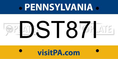 DST87I Pennsylvania License Plate