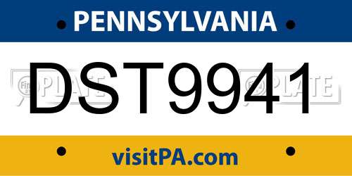 DST9941 Pennsylvania License Plate
