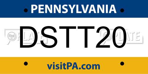 DSTT20 Pennsylvania License Plate