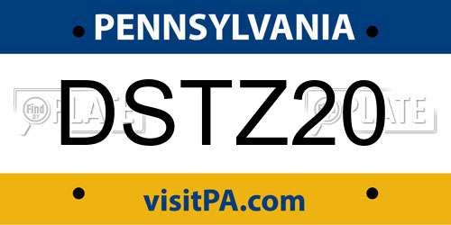 DSTZ20 Pennsylvania License Plate