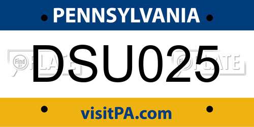 DSU025 Pennsylvania License Plate