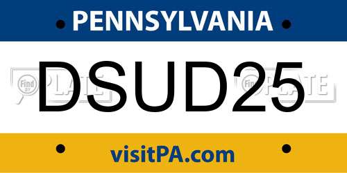 DSUD25 Pennsylvania License Plate