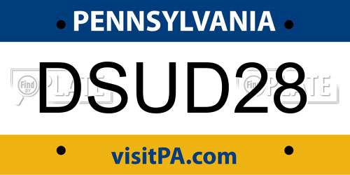 DSUD28 Pennsylvania License Plate